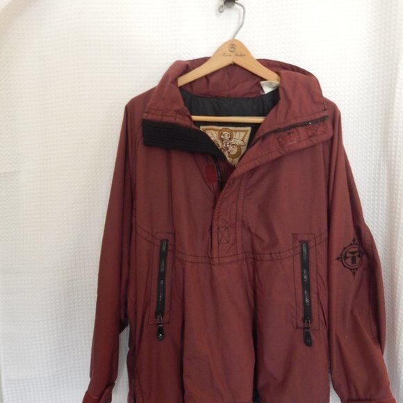 Oversized Burgundy Jacket, TECH, M/L, outerwear, cool, windbreaker, - Picture 2 of 5